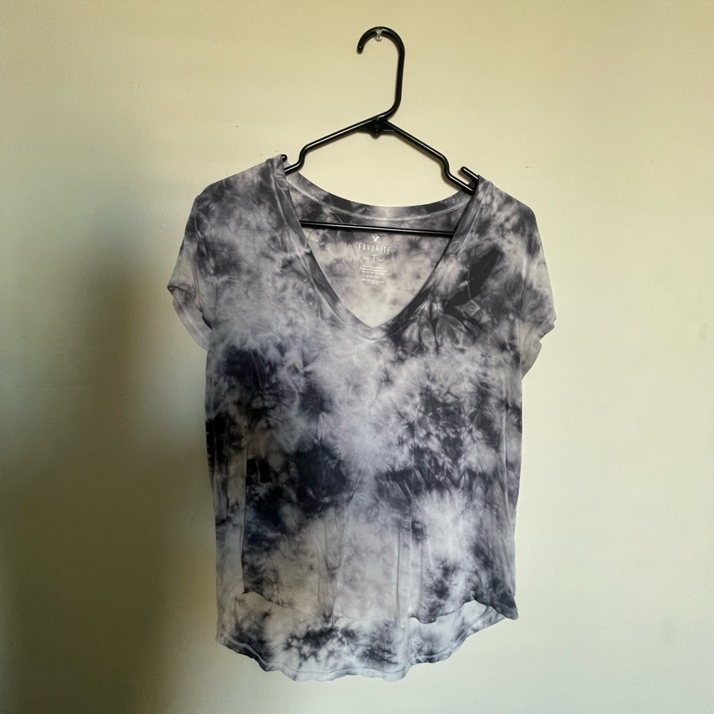 American Eagle Black & White Tye-Dye Tee
